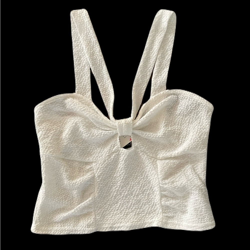 Forever 21 White Textured Women's Cropped Top